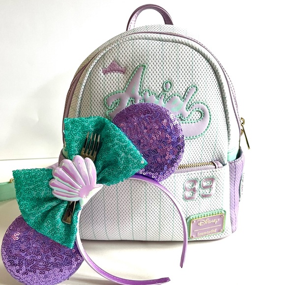 Loungefly Other - 💜🩵LOUNGEFLY DISNEY Backpack Ariel + MICKEY EARS💜🩵 The Little Mermaid 🍴